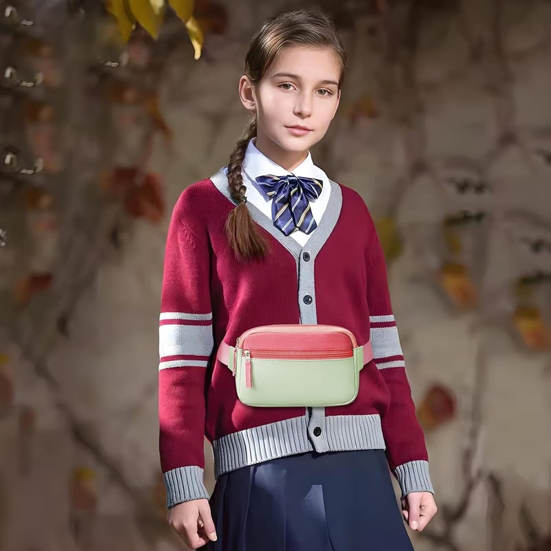 cotmcor Store Valentines Day Gifts for Kids: Fanny Pack Birthday Gift for 5 6 7 8 9 10 11 12 Year Old Teen Girls, Preppy Cute Trendy Stuff Colorblock Crossbody Bag Adjustable Belt Bags for Travel Outdoor - Image 2